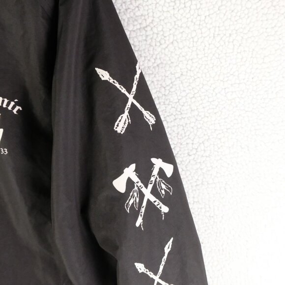 Arsenic Jacket Mens Medium Black White Native Bomber Snap Lightweight Graphic - Picture 4 of 10
